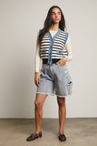 Denim Trim Knit Vest FSW0009 : Stripes / Contemporary / L