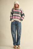 COLORFUL FLORAL FAIR ISLE SWEATER MSW11583: IVORY PINK MULTI / L