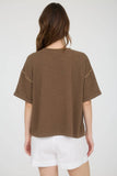 CONTRAST STITCH DROP SHOULDER CUFF SLEEVE KNIT TOP : CREAM