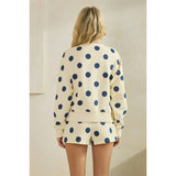 Polka Dot Crew Neck SweatShirt: Black / L