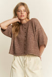 Mocha Quarter-Sleeve Knit Cardigans: Mocha / Contemporary / L