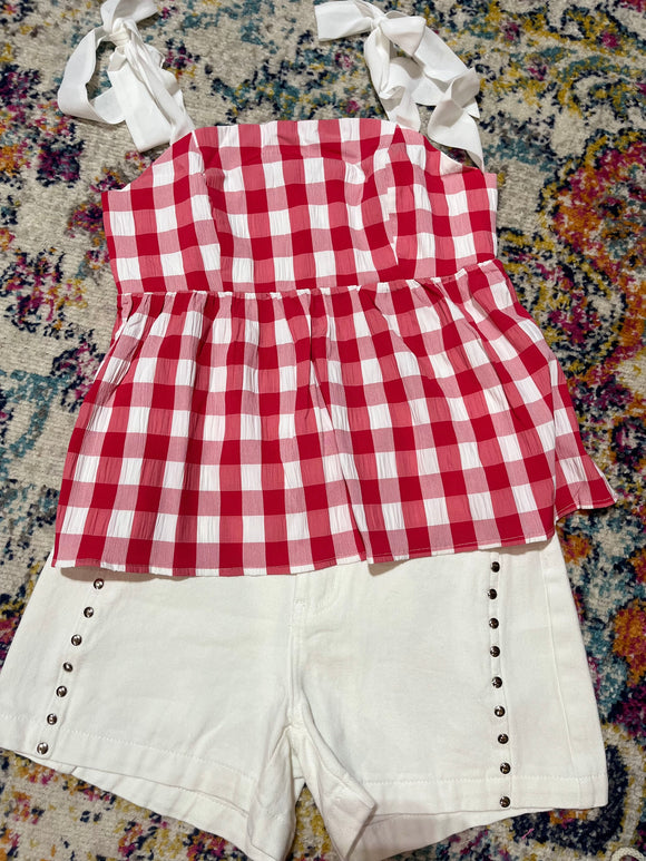 Red Gingham top