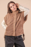 NJ90437-Soft Textured Woven Vest W/ Side Tie: MOCHA / S-M-L/2-2-2