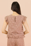 NT12510-Shoulder Ruffle Detail Lace Top: TAUPE / S-M-L/2-2-2