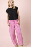 NP71022-Stitch Detail Casual Knit Pants: MOCHA / S-M-L/2-2-2