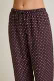 WAIST TIE DOT PANTS: BROWN-IVORY DOT / S