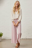 Striped Cotton Wide Leg Pants: PINK COMBO / L