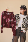 12W3475N-Print & Solid Soft Knit Sweater Cardigan: Red / S-M-L/2-2-2