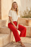 Relaxed Polka Dot Wide Leg Pants: RED/WHITE / L