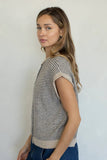 Striped Piper Vest Cardigan - Pin Stripe: Ivory Black / Small