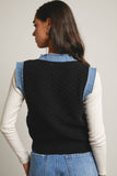 Denim Trim Knit Vest FSW0009 : Stripes / Contemporary / L