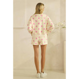 Polka Dot Crew Neck SweatShirt: Black / L
