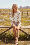 (Original Design) Polka Dot Heavy Scuba Top and Shorts Set: CREAM/BLACK / L