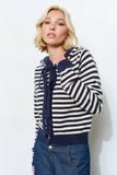 PALMER HOODIE CARDIGAN - Cozy, Striped, Casual: Pink Multi / L