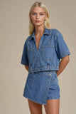 CROPPED DENIM TOP W1595TIA : MID DENIM / L
