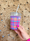 Iced Coffee Sleeve - Rainbow Gingham (20-24oz)