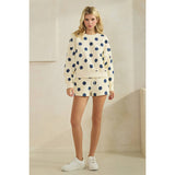 Polka Dot Crew Neck SweatShirt: Black / L