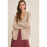 OVERSIZED COTTON BLEND SWEATER CARDIGAN: CLOUD PINK / L