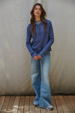 W2230 | Knit Sweater Buttondown Collared Cardigan Top: Midnight Blue / S