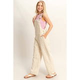 Floral Patterned Overalls: PINK / S-M-L(2-2-2)