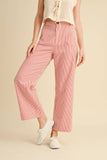 STRIPED HIGH WAIST WIDE LEG PANTS MP3775: BLACK STRIPE / L