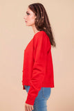 12W3475N-Print & Solid Soft Knit Sweater Cardigan: Red / S-M-L/2-2-2