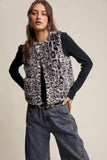 Faux Fur Leopard Vest-Grey