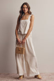 Embroidered Square-Neck Tank & Wide-Leg Pants Set FSET011: Indigo / Contemporary / L