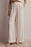 Embroidered Square-Neck Tank & Wide-Leg Pants Set FSET011: Indigo / Contemporary / L