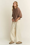 Mocha Quarter-Sleeve Knit Cardigans: Mocha / Contemporary / L