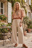 Relaxed Wide Leg Lightweight Drawstring Knit Pants: BLACK / L