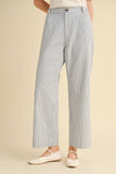 STRIPED HIGH WAIST WIDE LEG PANTS MP3775: BLACK STRIPE / L