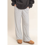 Striped Elastic Waist Pants: BROWN / S-M-L(2-2-2)