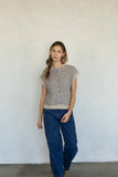 Striped Piper Vest Cardigan - Pin Stripe: Ivory Black / Small