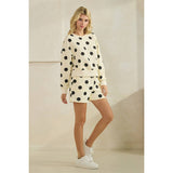 Polka Dot Crew Neck SweatShirt: Sky Blue/Navy / L