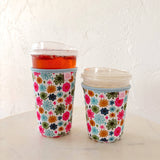 Coffee Cup Cover - Watercolor Florals - Iced Drink Sleeve: Large / 24oz
