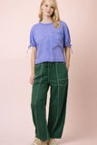 NP71022-Stitch Detail Casual Knit Pants: MOCHA / S-M-L/2-2-2