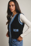Denim Trim Knit Vest FSW0009 : Stripes / Contemporary / L