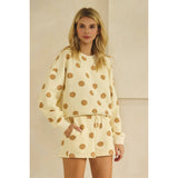 Polka Dot Sweatshorts: Sky Blue/Navy / L