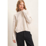 Crew Neck Sweater With Ribbed Hem: OATMEAL / S-M-L(2-2-2)