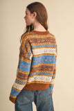 COLORFUL FLORAL FAIR ISLE SWEATER MSW11583: IVORY PINK MULTI / L