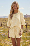 (Original Design) Polka Dot Heavy Scuba Top and Shorts Set: CREAM/BLACK / L
