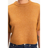 Seam Detail Short Sleeve Knit Top: WHIP CREAM / S-M-L(2-2-2)
