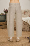 GINGHAM BARREL PANTS: TAUPE