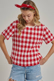 GINGHAM CHECKERED PATTERN SWEATER CASUAL TOP_JLT00221-01: OLIVE/CREAM / S-M-L(2-2-2)