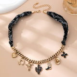 CHARM ANIMAL SCARF NECKLACE-WESTERN CROSS BOOT HAT |80N92703: GOLD