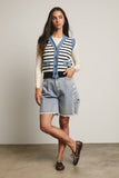 Denim Trim Knit Vest FSW0009 : Stripes / Contemporary / L