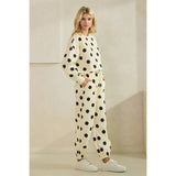 Polka Dot Sweatpants: Cream/Black / L