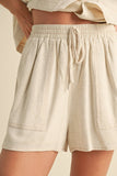 BUTTON UP BOXY SHIRT AND SHORTS SET MPST3891: BROWNIE / L