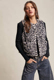 Faux Fur Leopard Vest-Grey